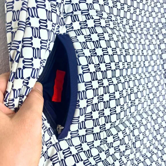 KINONA Quilted & Cozy Golf Skort L Navy White Print UPF 50 Built-in Shorts - Picture 7 of 7